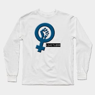 Feminist symbol LIMITLESS blue Long Sleeve T-Shirt